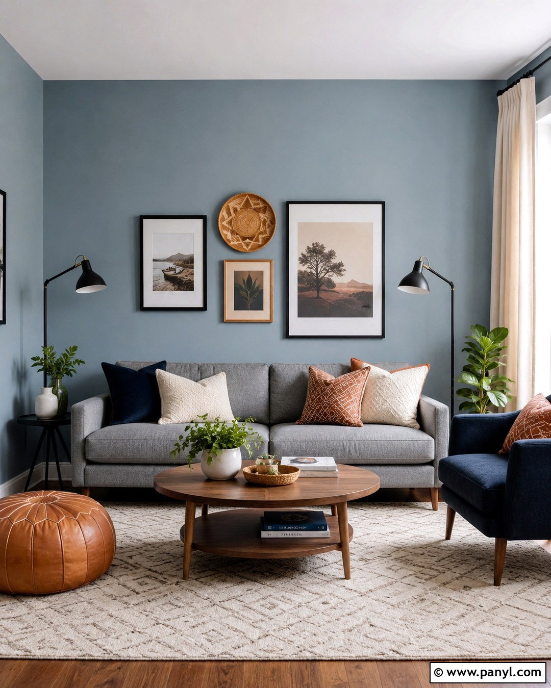 Light Blue Walls With A Gray Sofa - 20 Decorating With Light Blue Walls