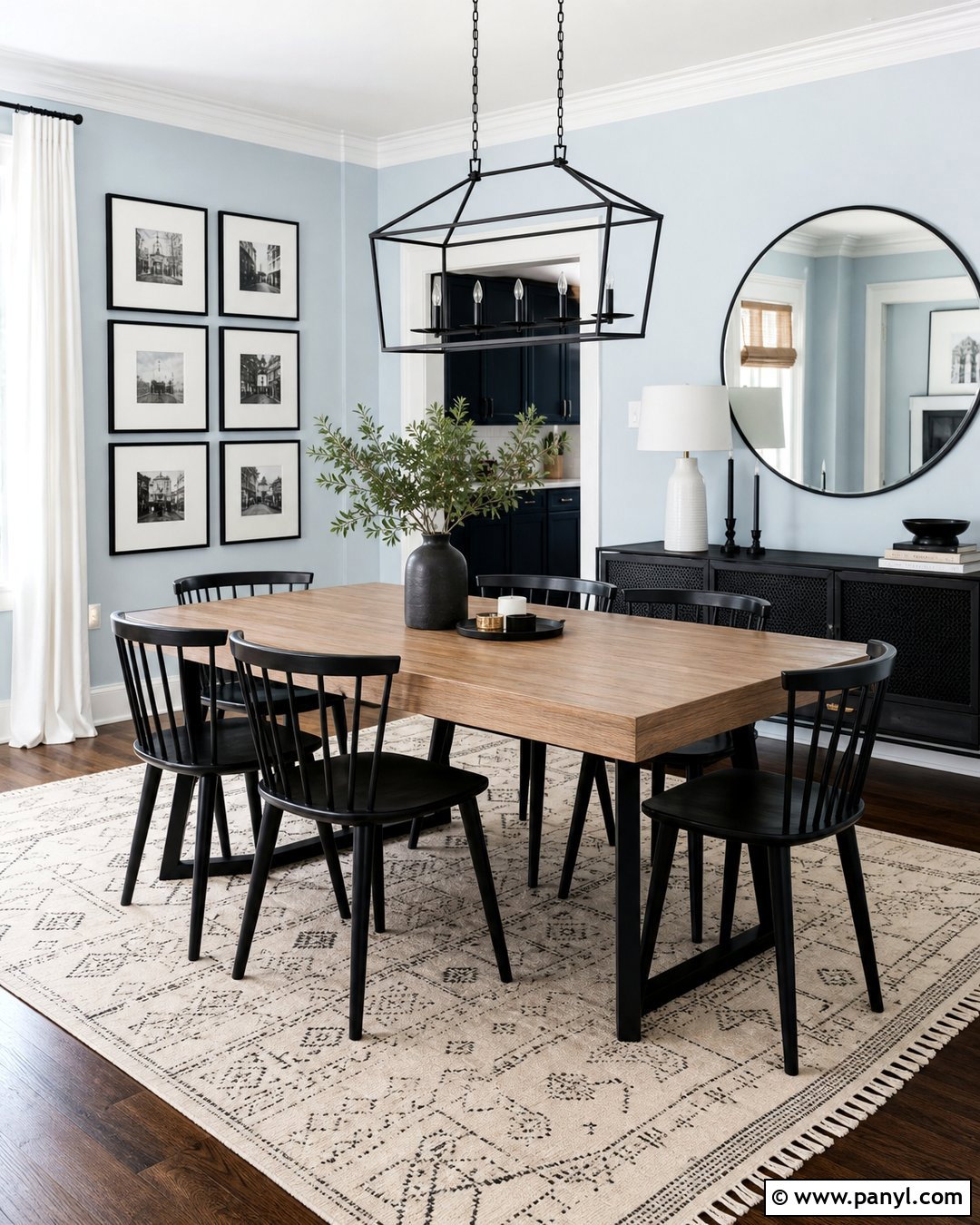 Light Blue Walls With Black Accents - 20 Light Blue Wall Dining Area Ideas