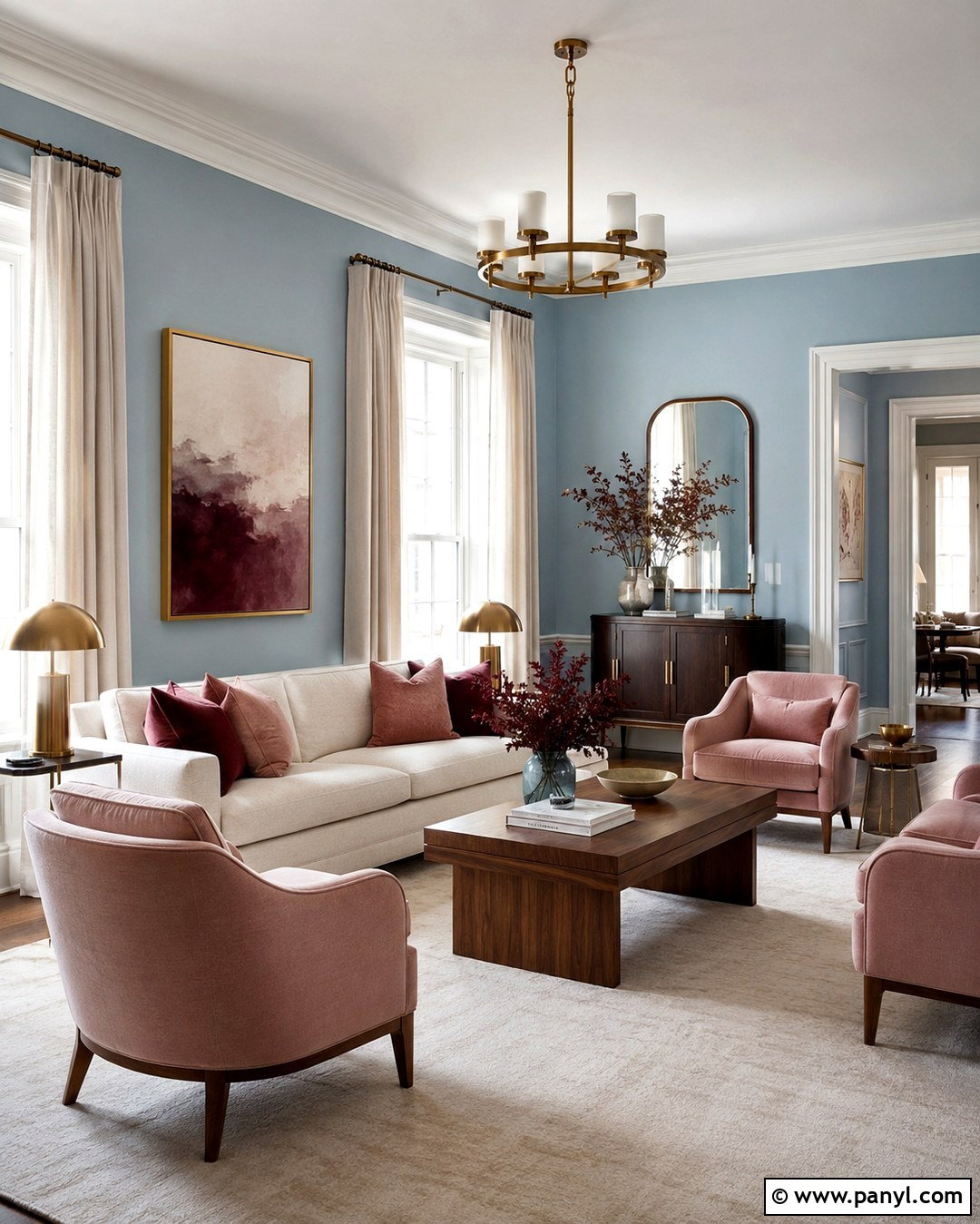Light Blue Walls With Blush Pink - 20 Light Blue Wall Paint Living Room Ideas