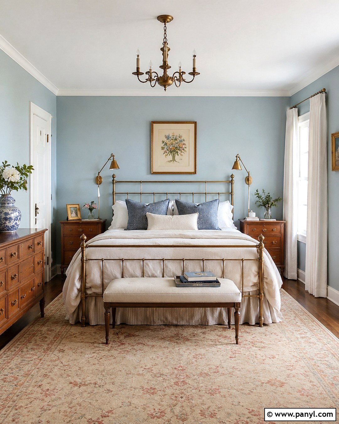 Light Blue Walls With Brass Decor - 20 Decorating With Light Blue Walls