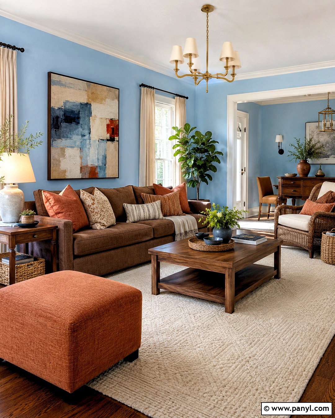Light Blue Walls With Brown Furniture And Terracotta Accents - 20 light blue walls brown furniture ideas