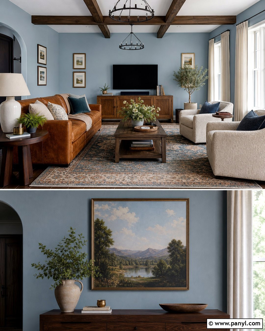 Light Blue Walls With Brown Leather - 50 light blue walls