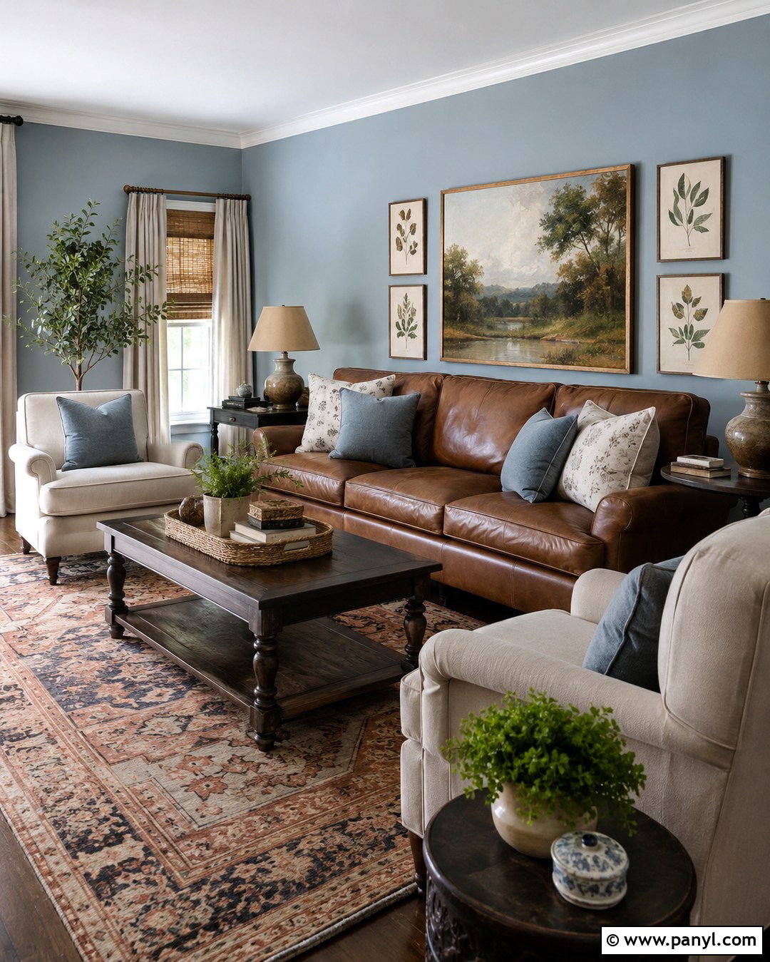 Light Blue Walls With Brown Leather - 20 Decorating With Light Blue Walls