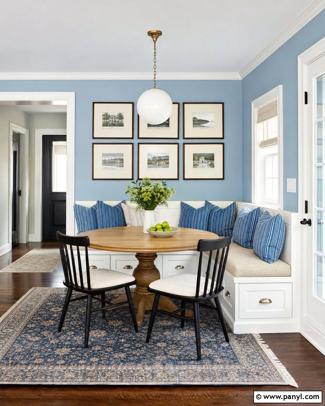 Light Blue Walls With Built In Banquette - 20 Light Blue Wall Dining Area Ideas