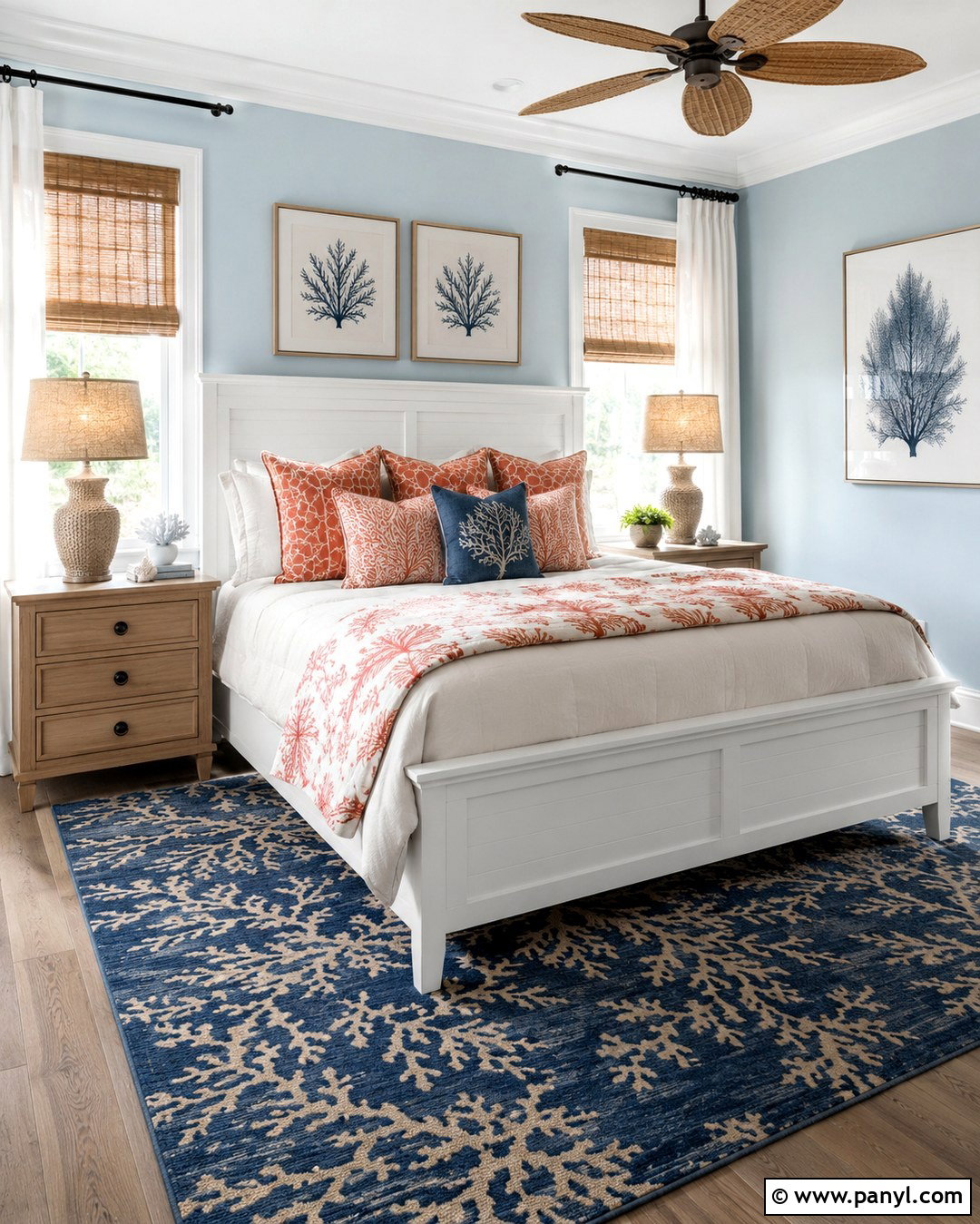 Light Blue Walls With Coral Accents - 20 Decorating With Light Blue Walls