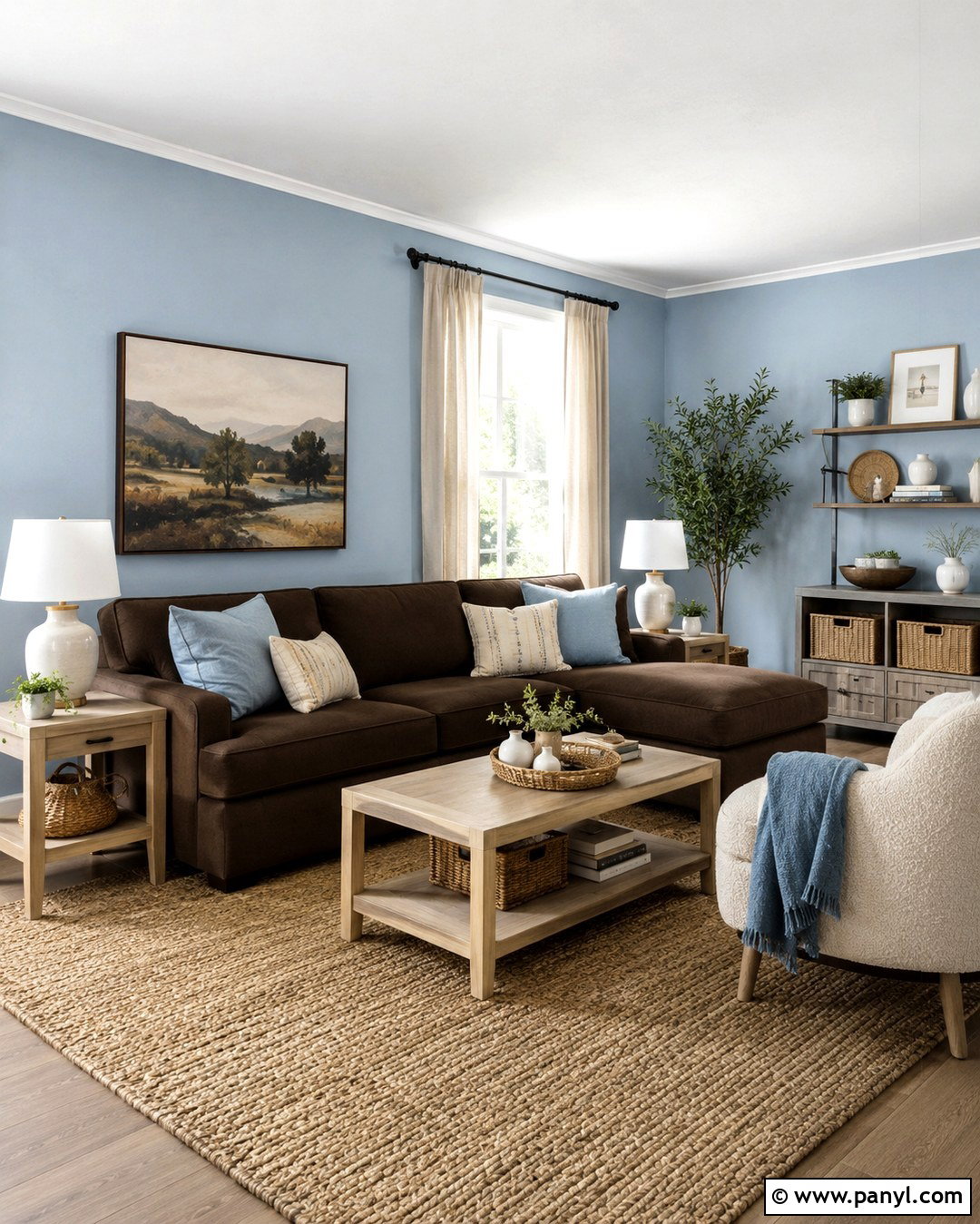Light Blue Walls With Dark Brown Couch - 20 Blue Wall Brown Couch Ideas