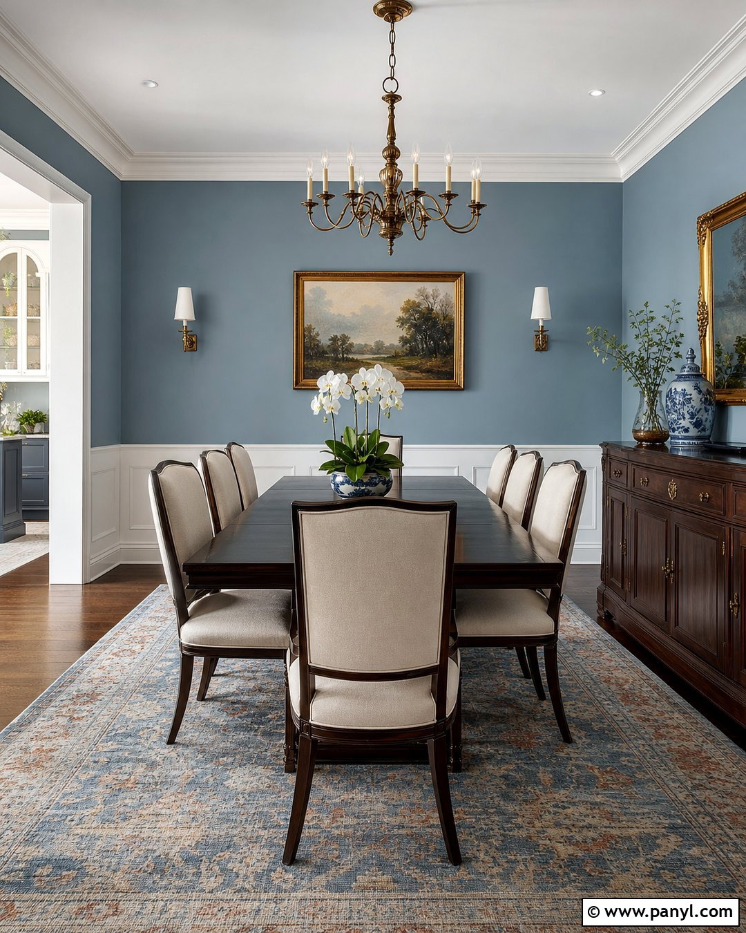 Light Blue Walls With Dark Wood Furniture - 20 Light Blue Wall Dining Area Ideas