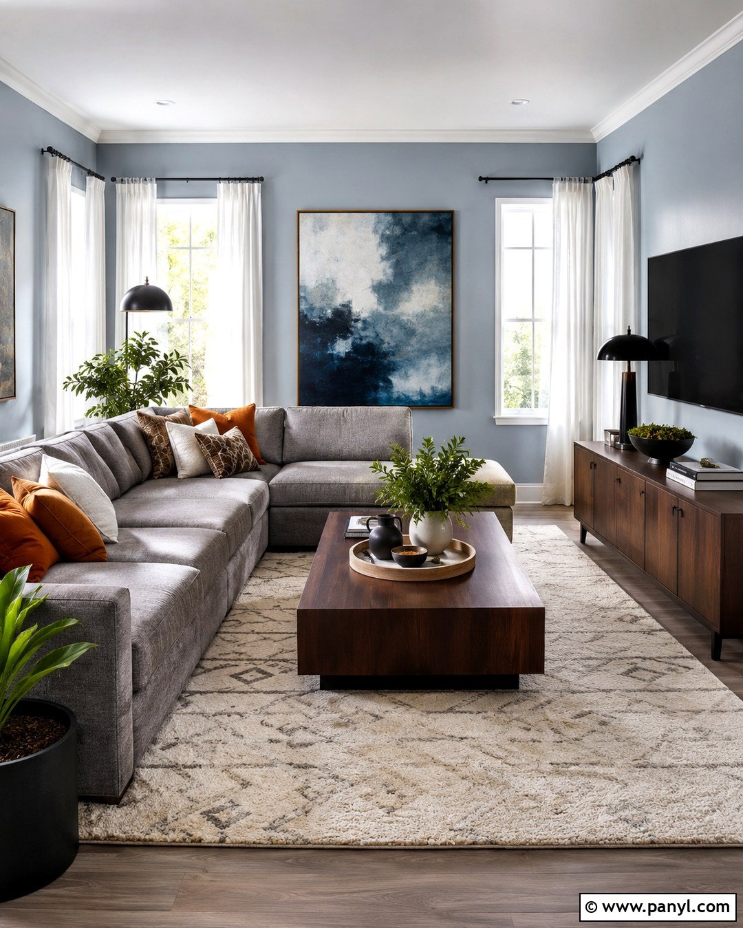 Light Blue Walls With Gray Sofa - 20 Light Blue Wall Paint Living Room Ideas