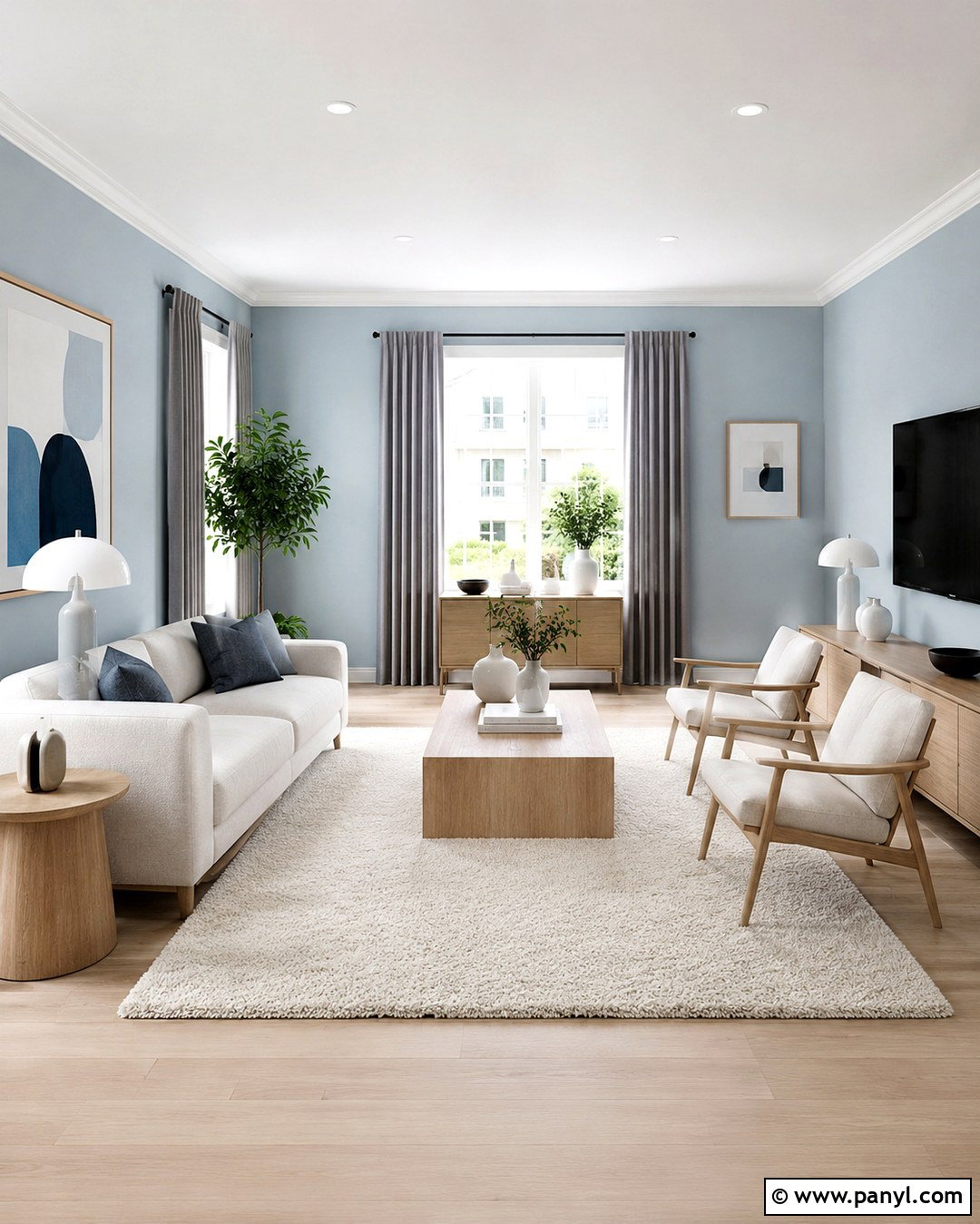 Light Blue Walls With Light Oak Furniture - 20 Light Blue Wall Paint Living Room Ideas