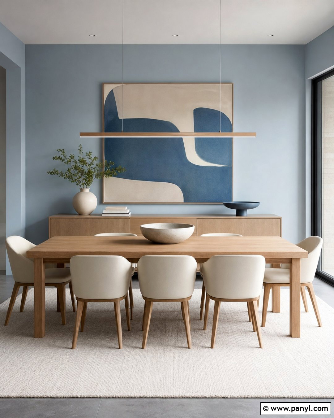 Light Blue Walls With Modern Minimalist Decor - 20 Light Blue Wall Dining Area Ideas