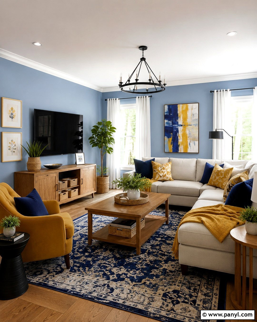 Light Blue Walls With Mustard Yellow - 20 Decorating With Light Blue Walls