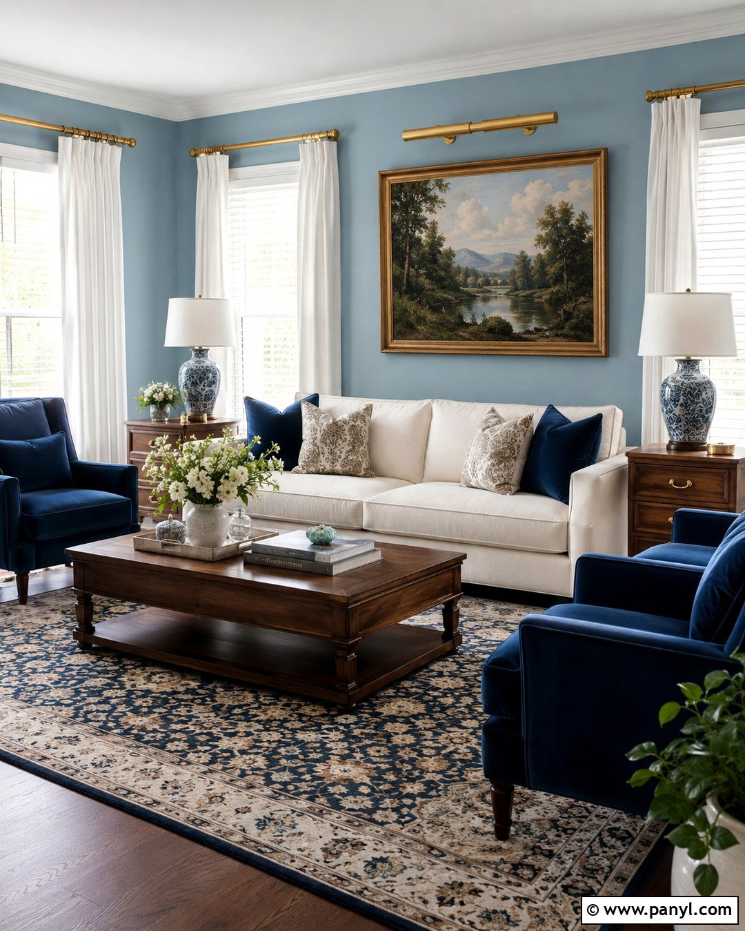 Light Blue Walls With Navy Accents - 20 Light Blue Wall Paint Living Room Ideas