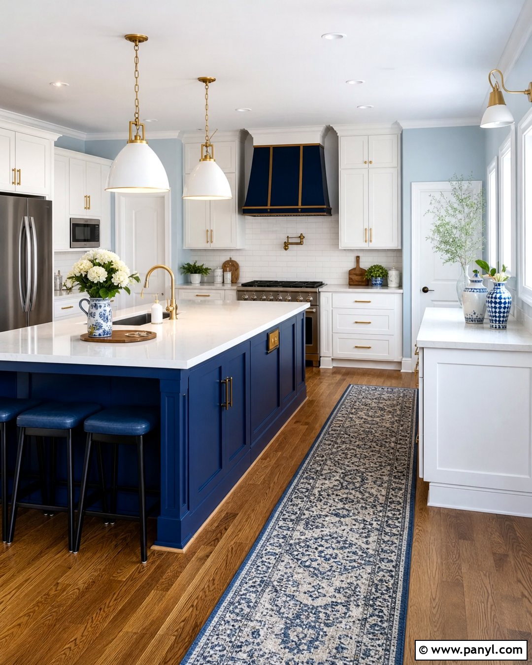 Light Blue Walls With Navy Accents - 20 Light Blue Walls White Cabinets