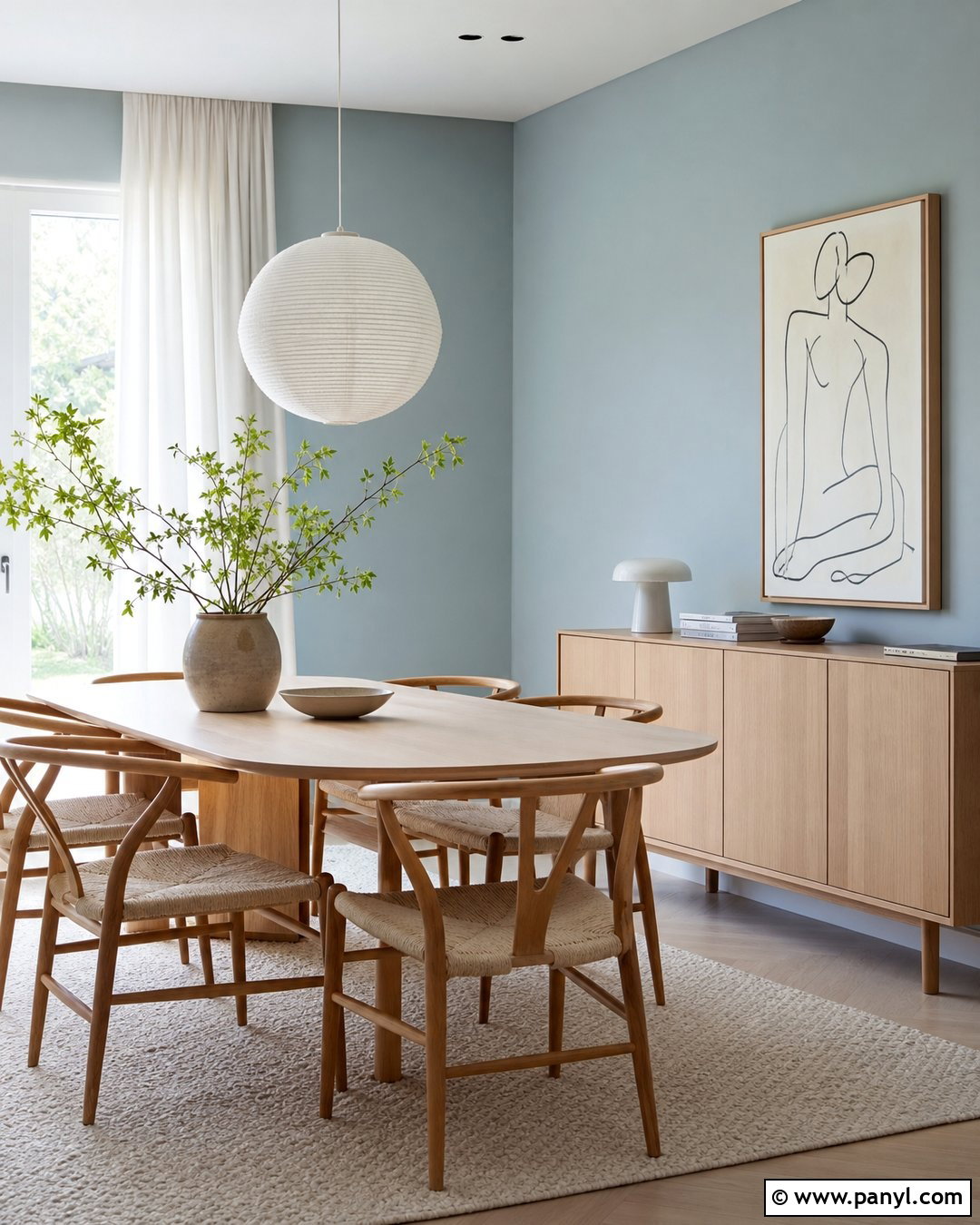 Light Blue Walls With Scandinavian Decor - 20 Light Blue Wall Dining Area Ideas
