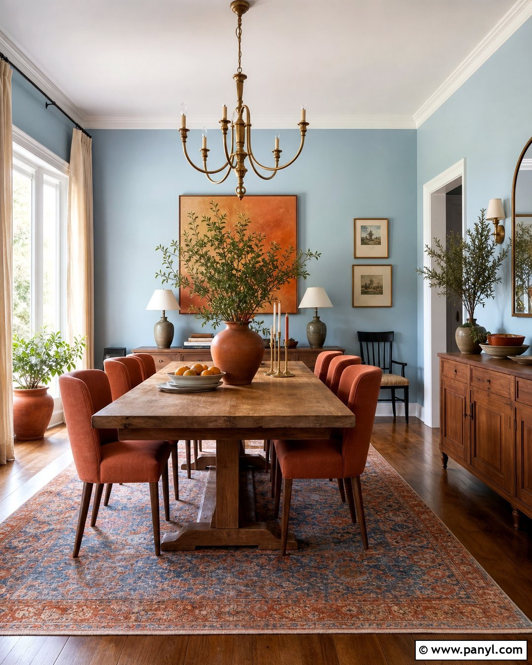 Light Blue Walls With Terracotta Accents - 20 Light Blue Wall Dining Area Ideas
