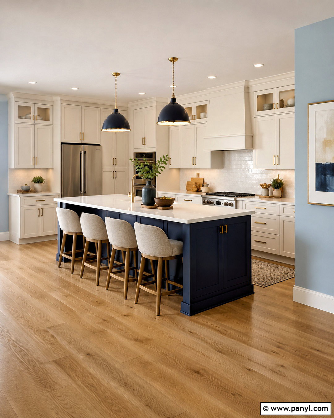 Light Blue Walls With Two-Tone Cabinets - 40 light blue kitchen walls