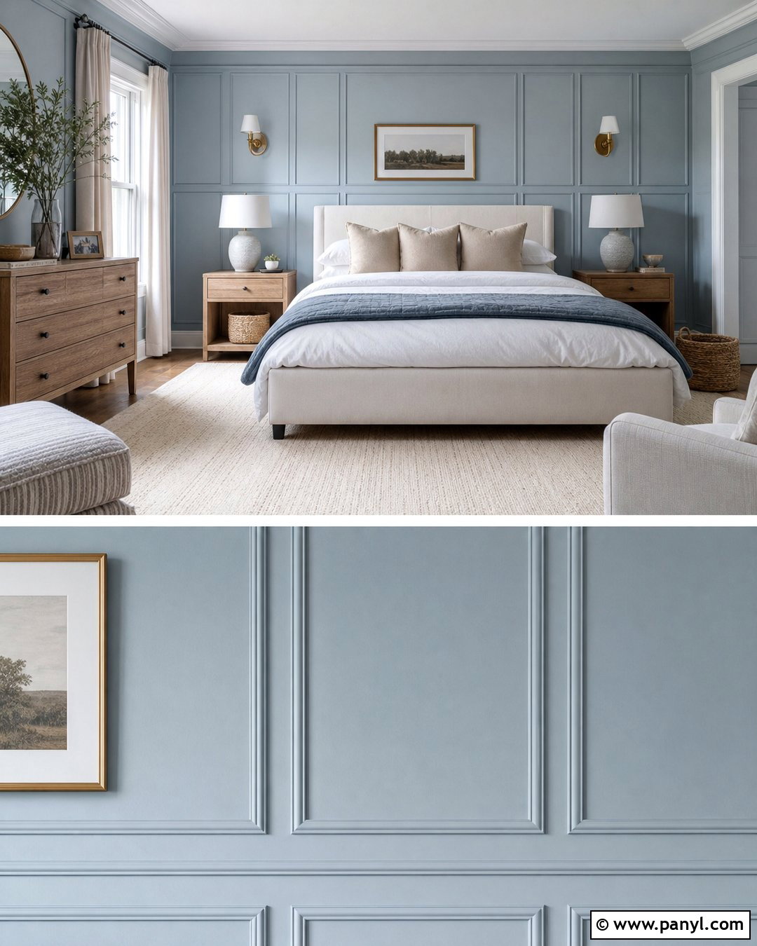 Light Blue Walls With Wall Paneling - 50 light blue walls