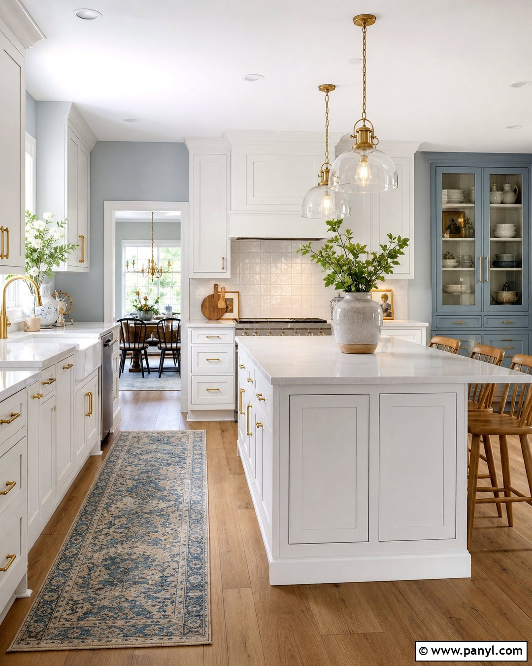 Light Blue Walls With White Cabinet Island - 20 Light Blue Walls White Cabinets