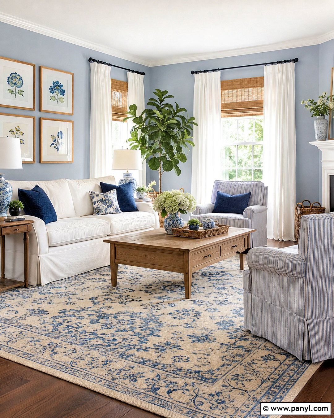 Light Blue Walls With White Furniture - 20 blue wall living room ideas