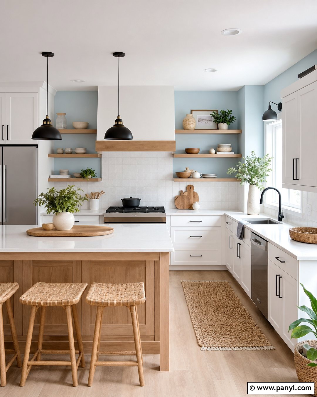 Light Blue Walls With Wood Accents - 20 Light Blue Walls White Cabinets