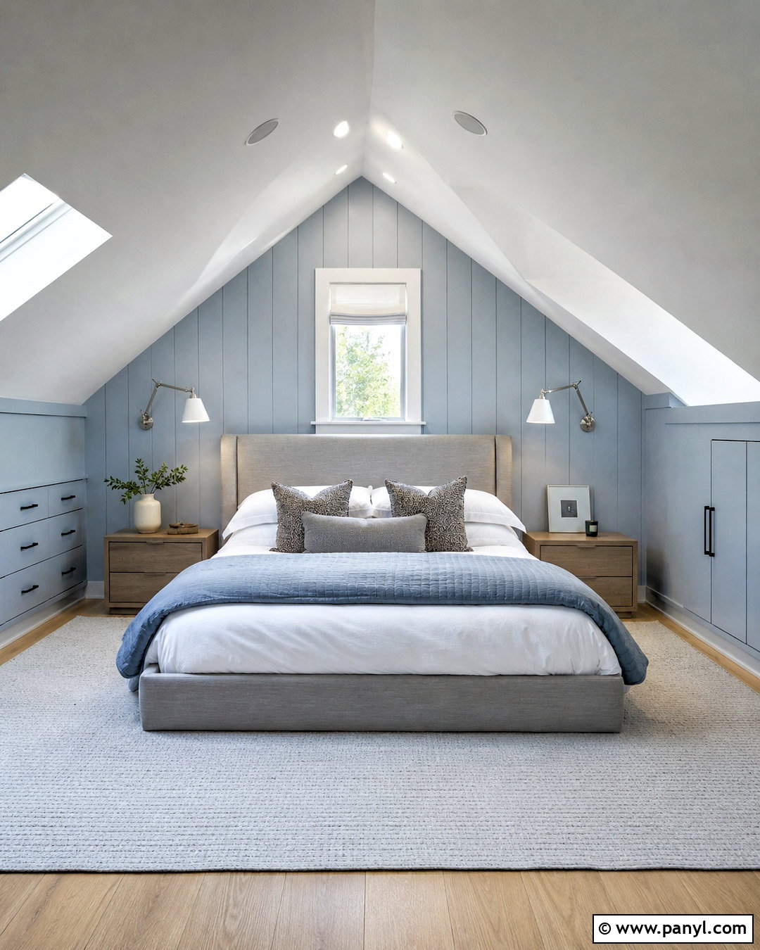 Light Blue and Gray Attic Bedroom - 20 light blue and gray bedroom ideas