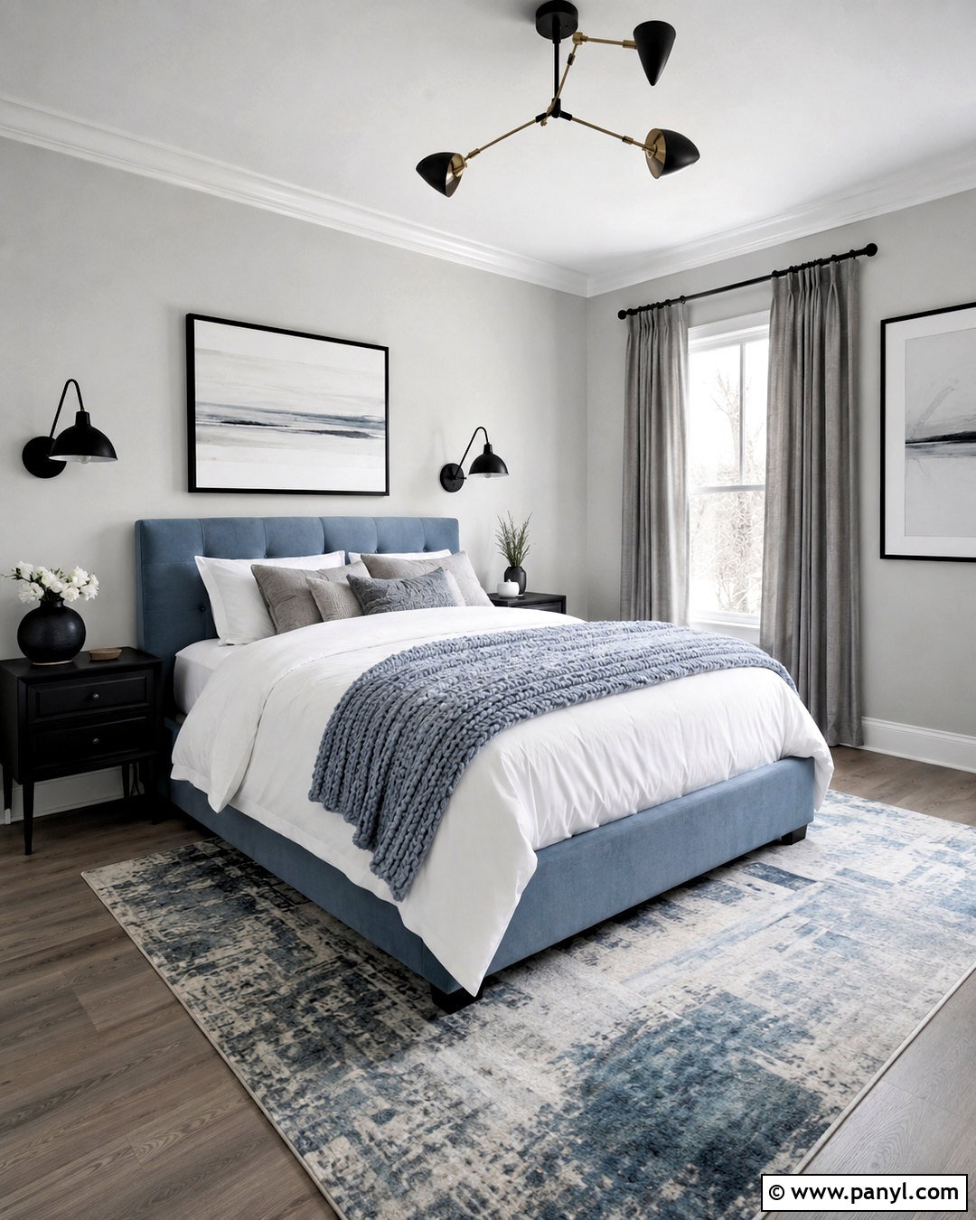 Light Blue and Gray Bedroom With Black Accents - 20 light blue and gray bedroom ideas