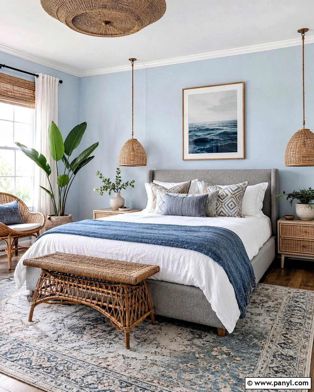 Light Blue and Gray Boho Bedroom - 20 light blue and gray bedroom ideas