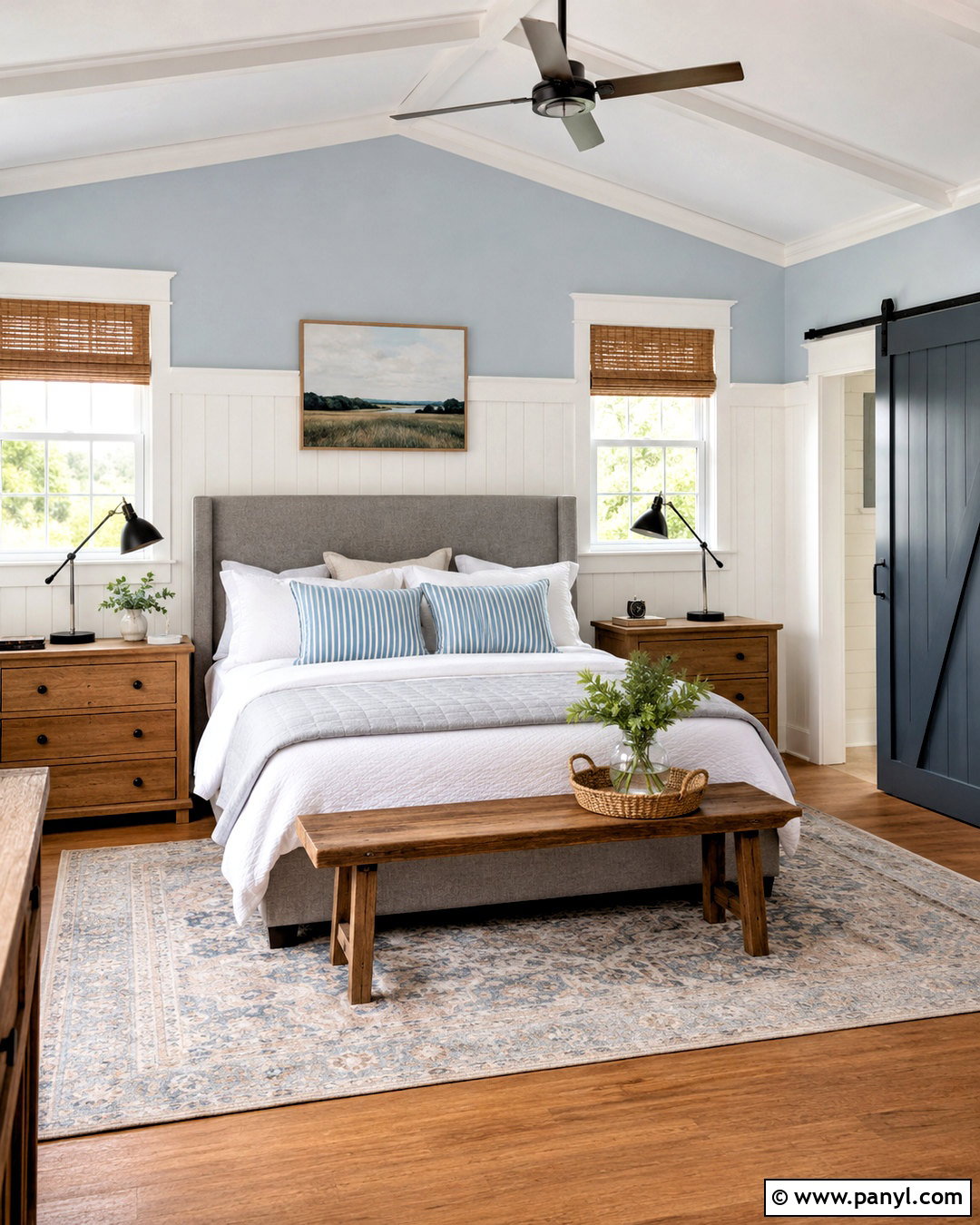 Light Blue and Gray Coastal Bedroom - 20 light blue and gray bedroom ideas