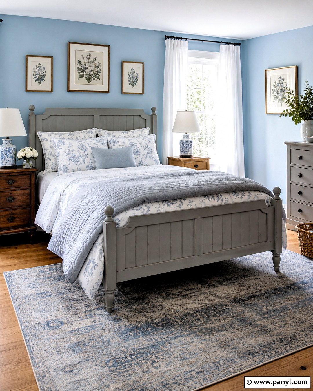 Light Blue and Gray Cottage Bedroom - 20 light blue and gray bedroom ideas