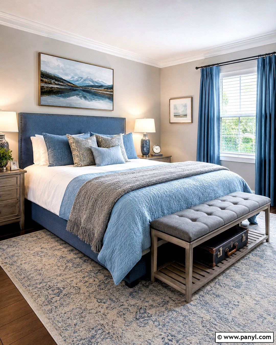 Light Blue and Gray Farmhouse Bedroom - 20 light blue and gray bedroom ideas