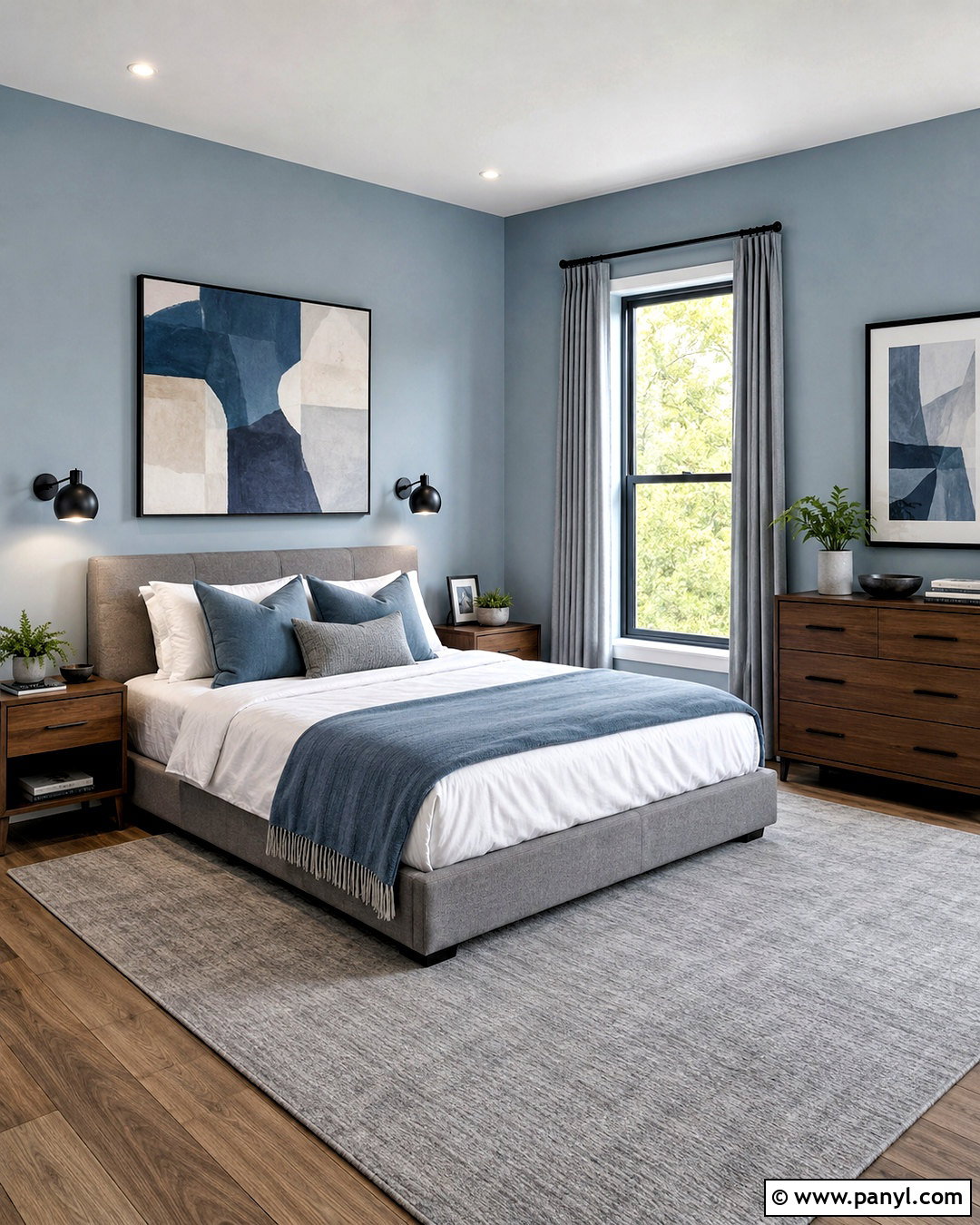 Light Blue and Gray Modern Bedroom - 20 light blue and gray bedroom ideas