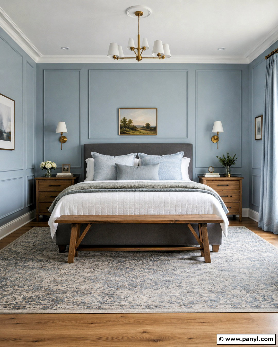 Light Blue and Gray Paneled Bedroom - 20 light blue and gray bedroom ideas