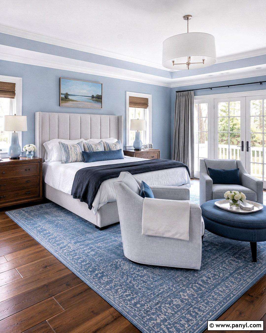 Light Blue and Gray Primary Bedroom - 20 light blue and gray bedroom ideas