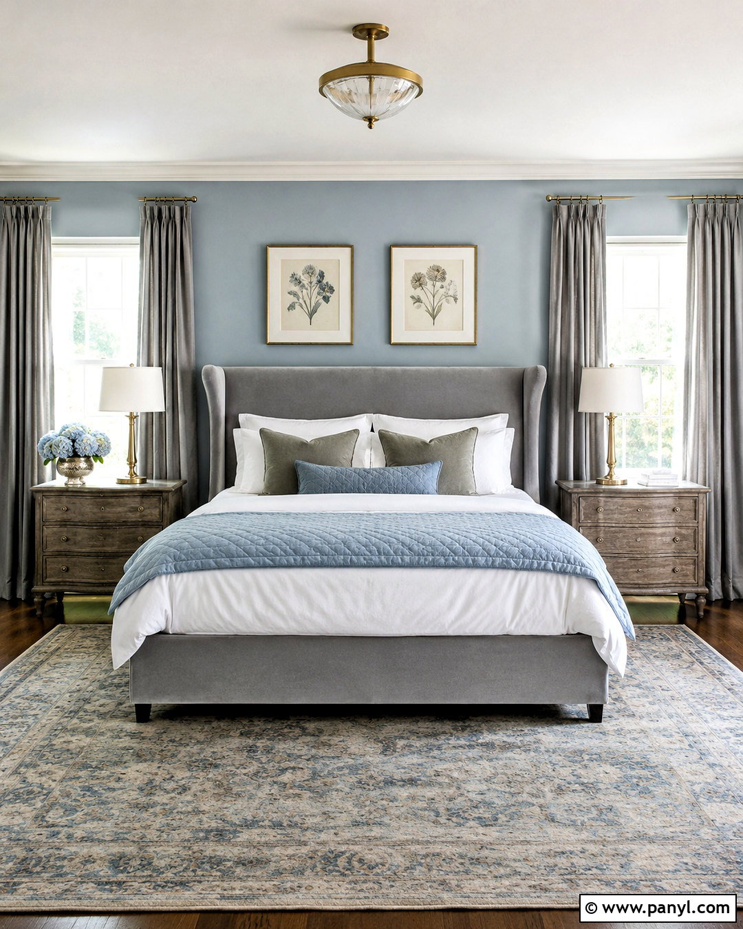 Light Blue and Gray Traditional Bedroom - 20 light blue and gray bedroom ideas