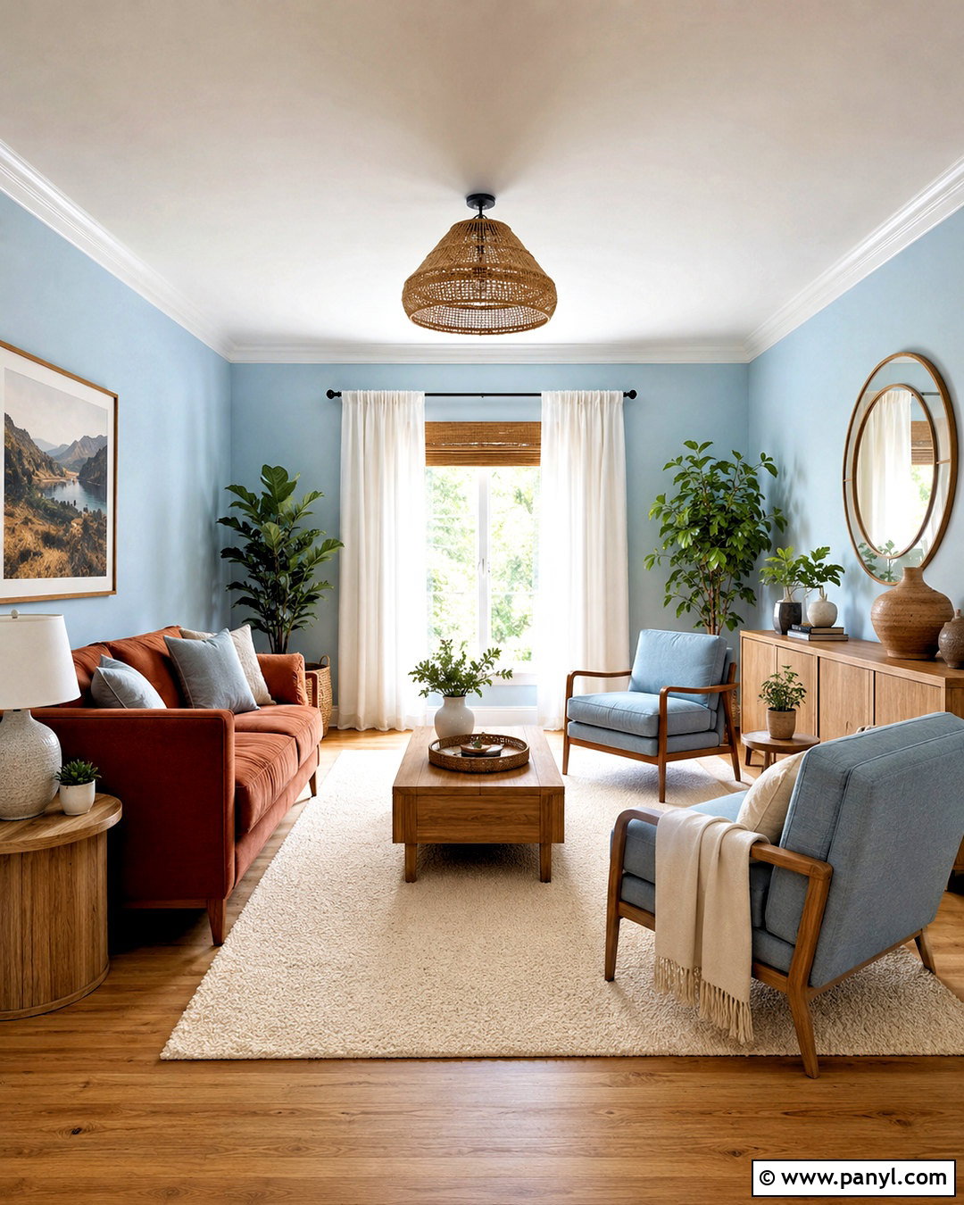 Light Blue and Terracotta Living Room - 20 blue and terracotta living room ideas