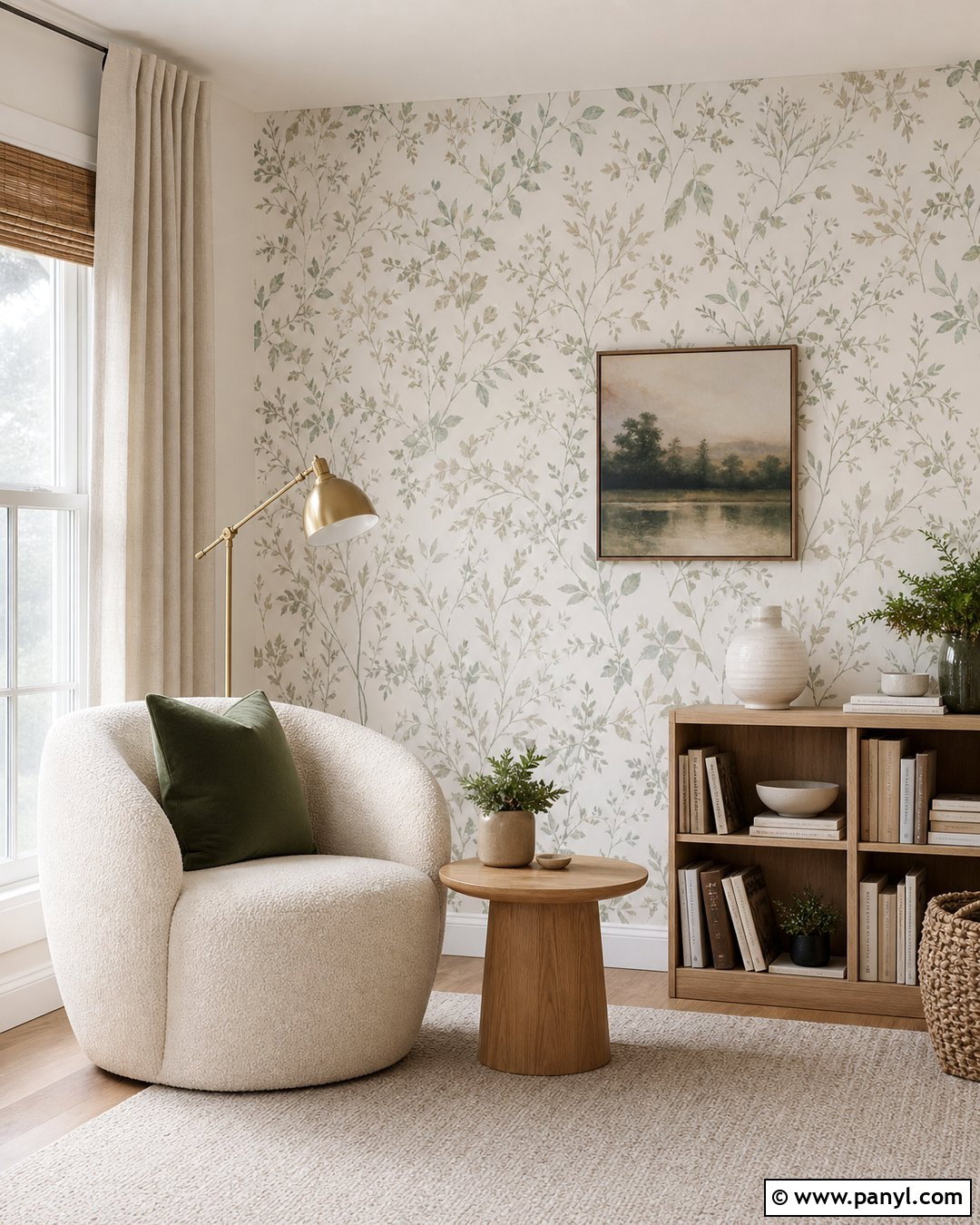 Light Botanical Wallpaper Accent Wall - 25 Light Accent Wall Ideas
