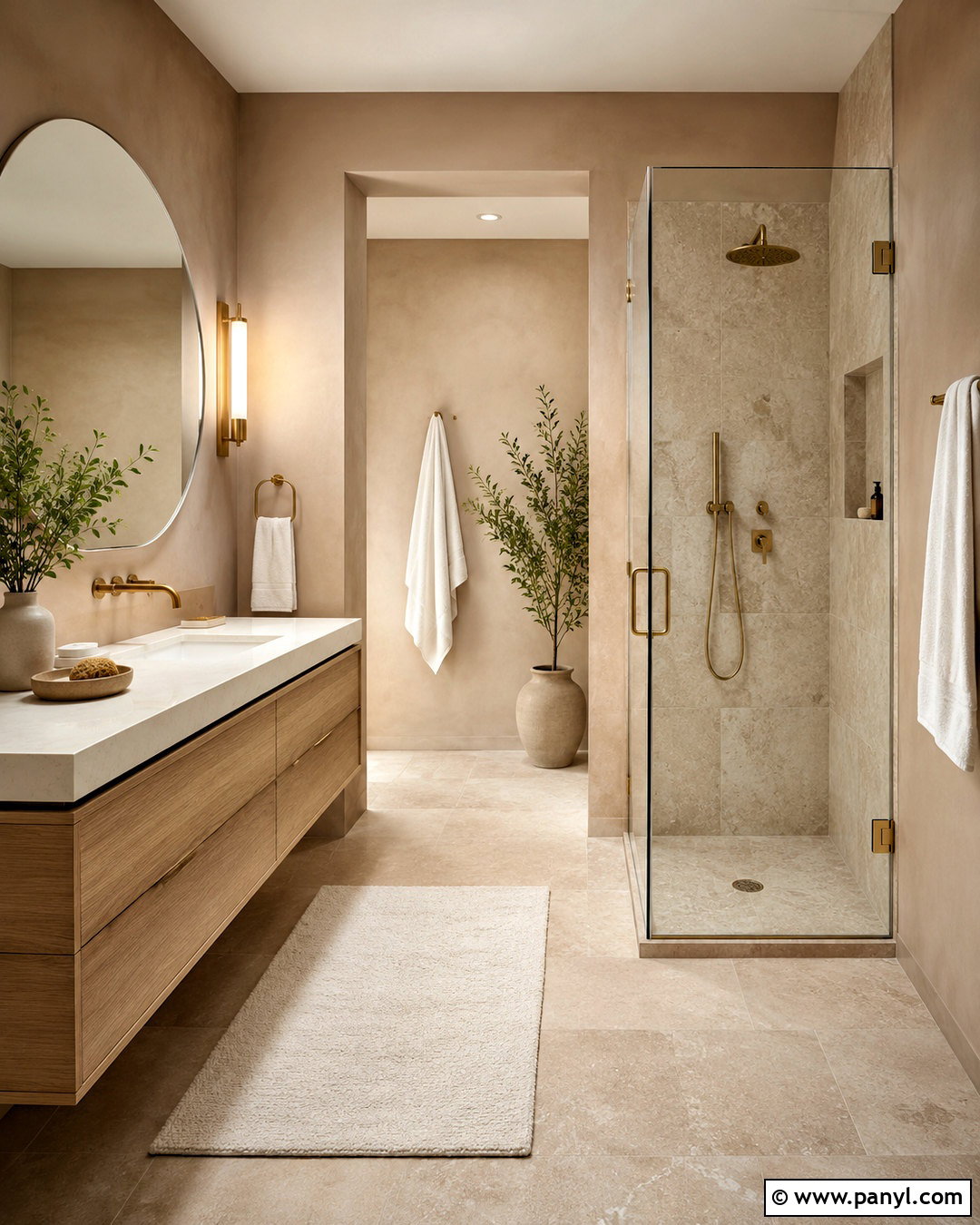 Light Brown Bathroom With Travertine Tile - 20 light brown wall ideas