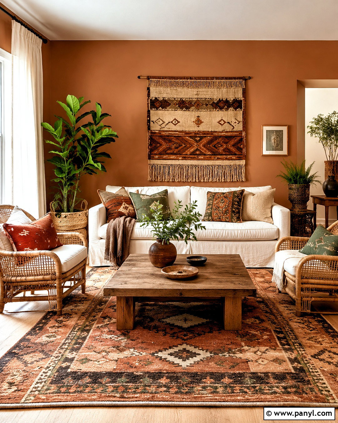 Light Brown Boho Living Room - 20 light brown wall ideas