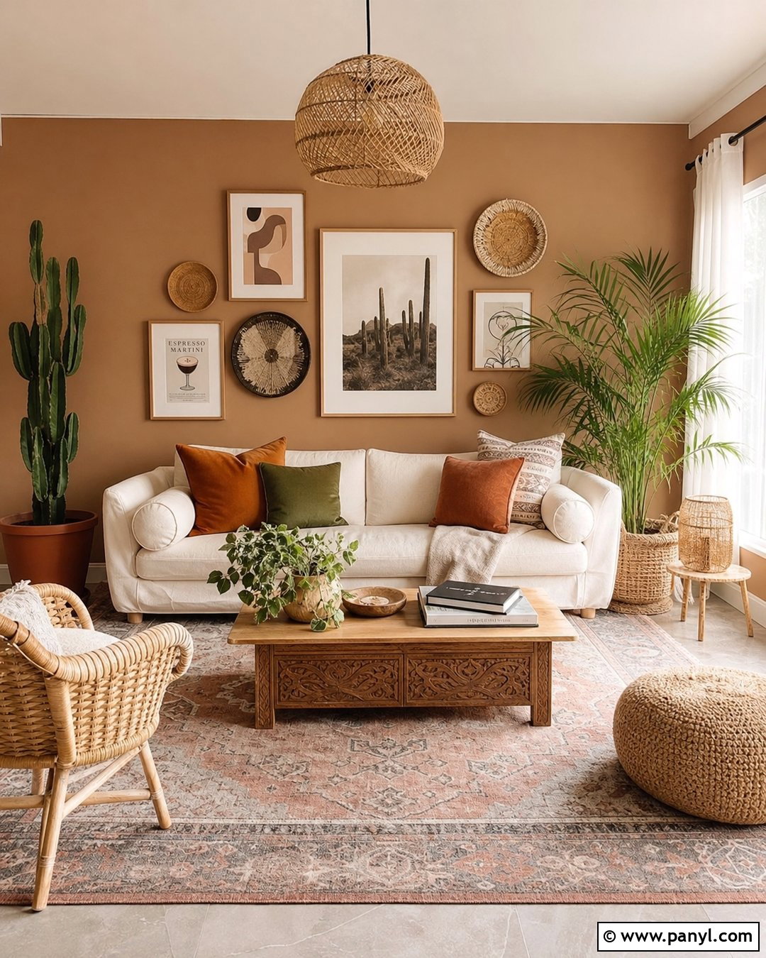 Light Brown Boho Living Room - 35 Light Brown Wall Paint Ideas