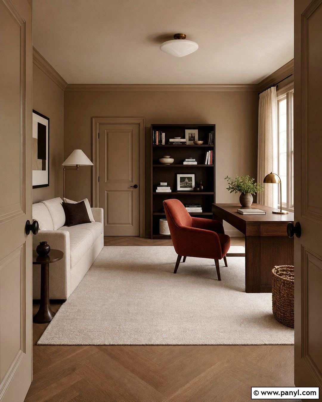 Light Brown Color-Drenched Room - 35 Light Brown Wall Paint Ideas