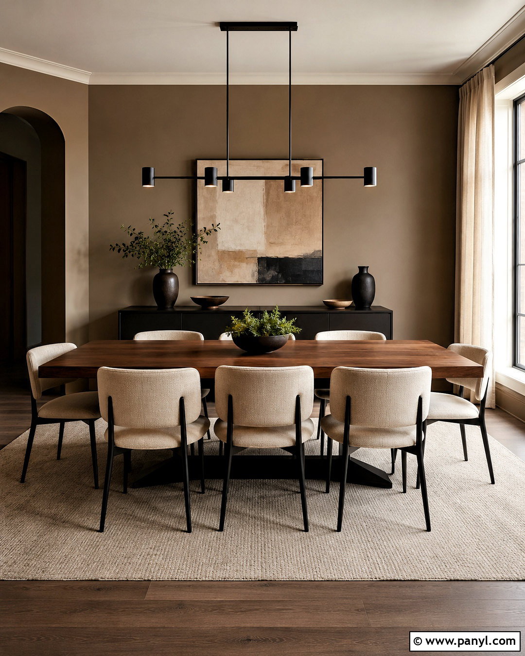 Light Brown Dining Room With Black Accents - 20 light brown wall ideas