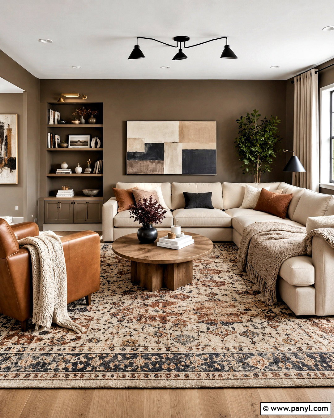 Light Brown Family Room With Leather Seating - 20 light brown room ideas