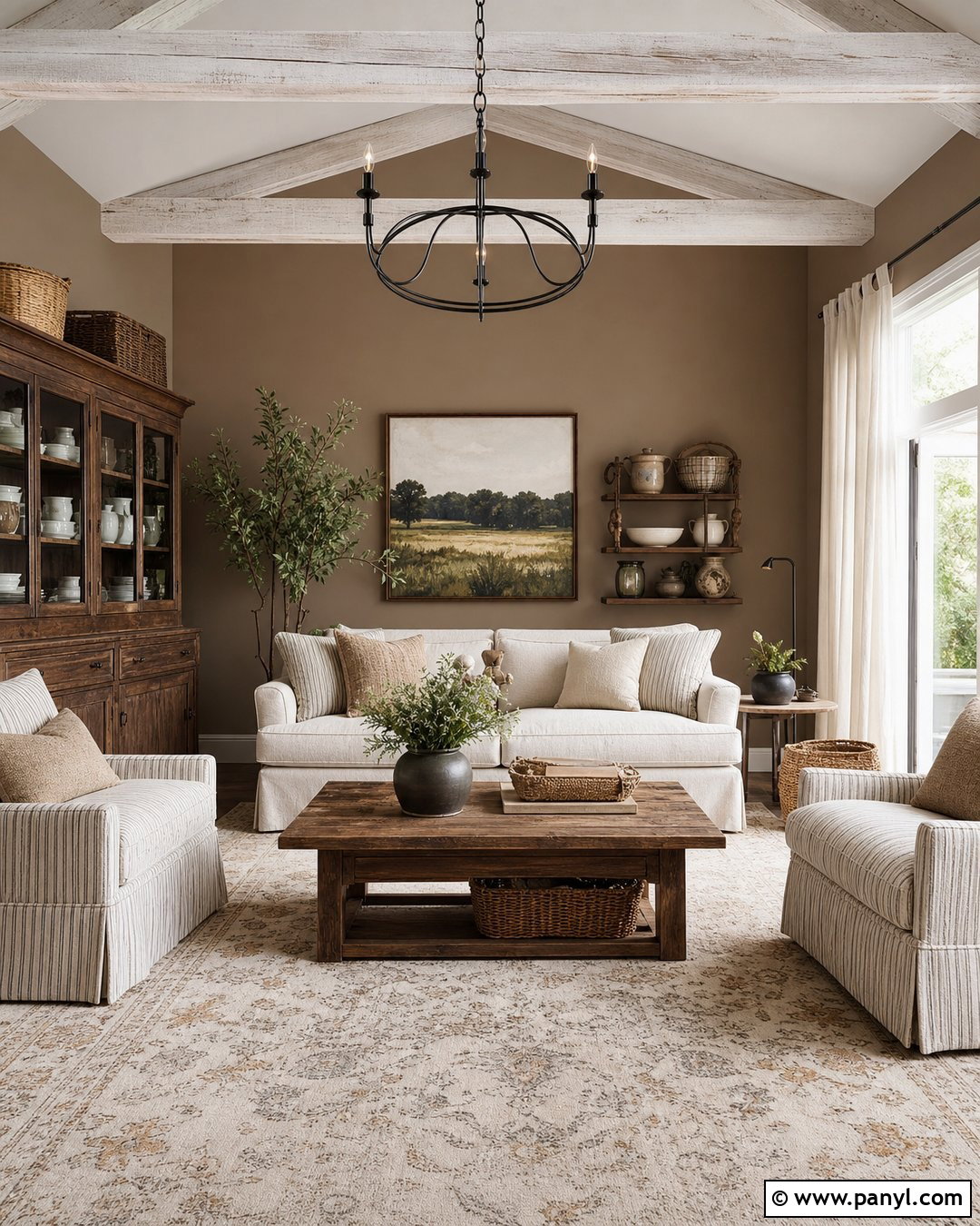 Light Brown Farmhouse Living Room - 35 Light Brown Wall Paint Ideas