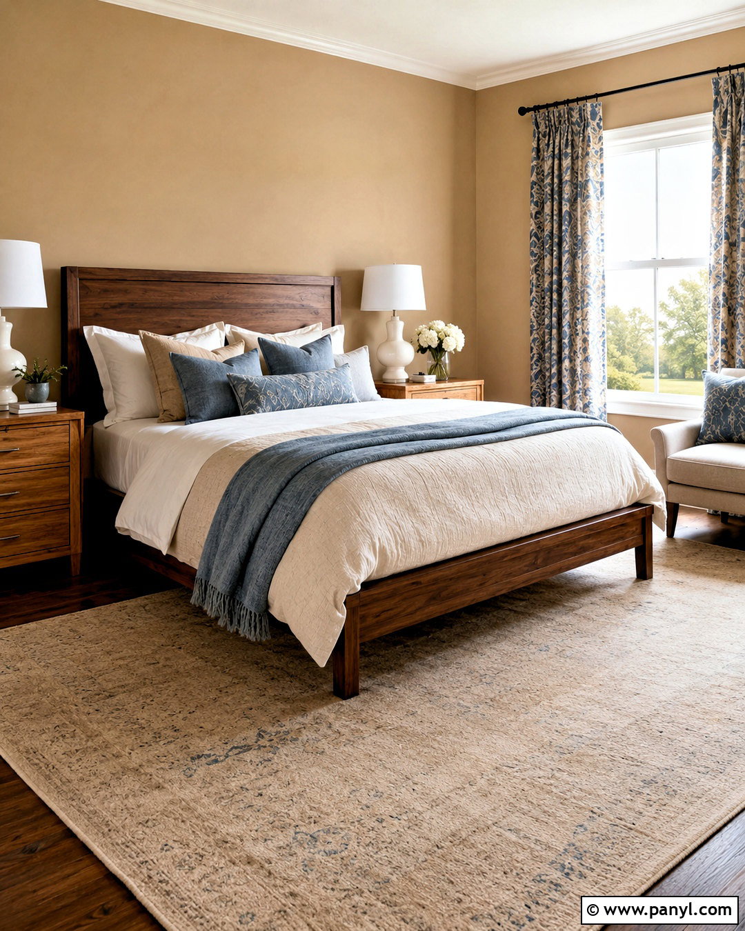 Light Brown Guest Room With Blue Accents - 20 light brown room ideas