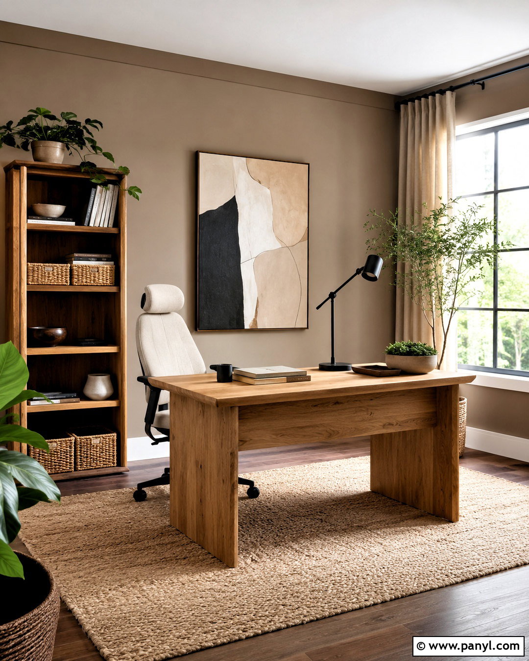 Light Brown Home Office With Oak Furniture - 20 light brown room ideas