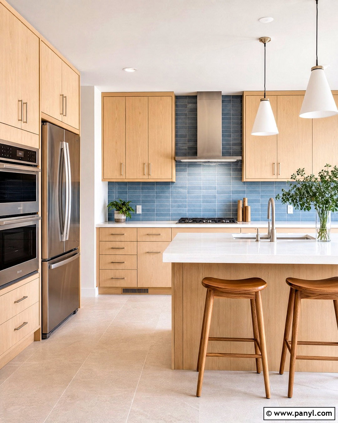 Light Brown Kitchen With Blue Backsplash - 20 light brown kitchen ideas