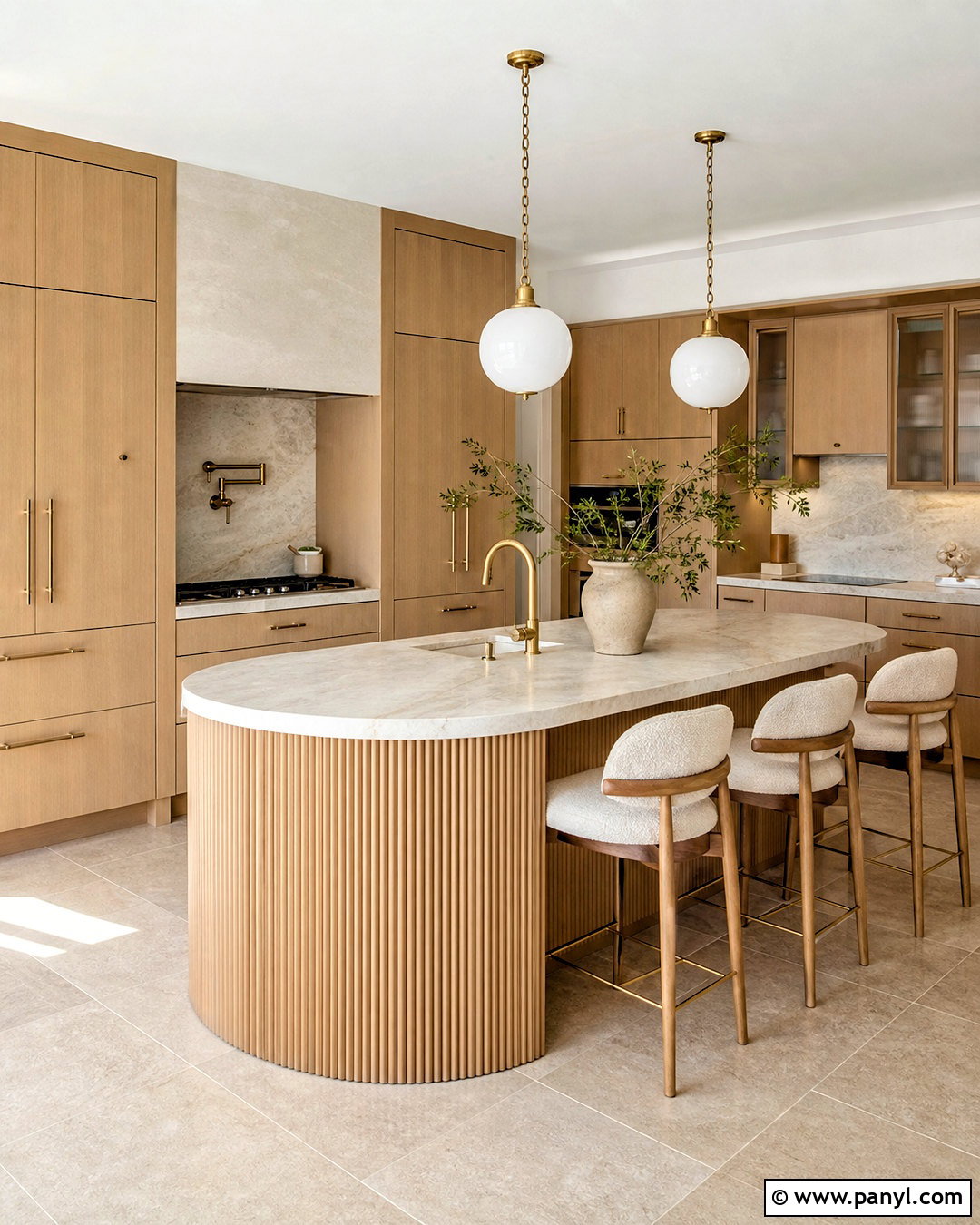 Light Brown Kitchen With Fluted Wood Island - 20 light brown kitchen ideas