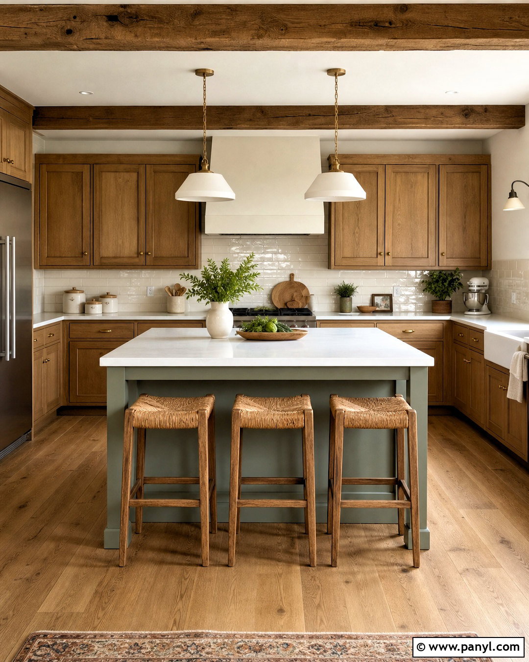 Light Brown Kitchen With Sage Green Island - 20 light brown kitchen ideas
