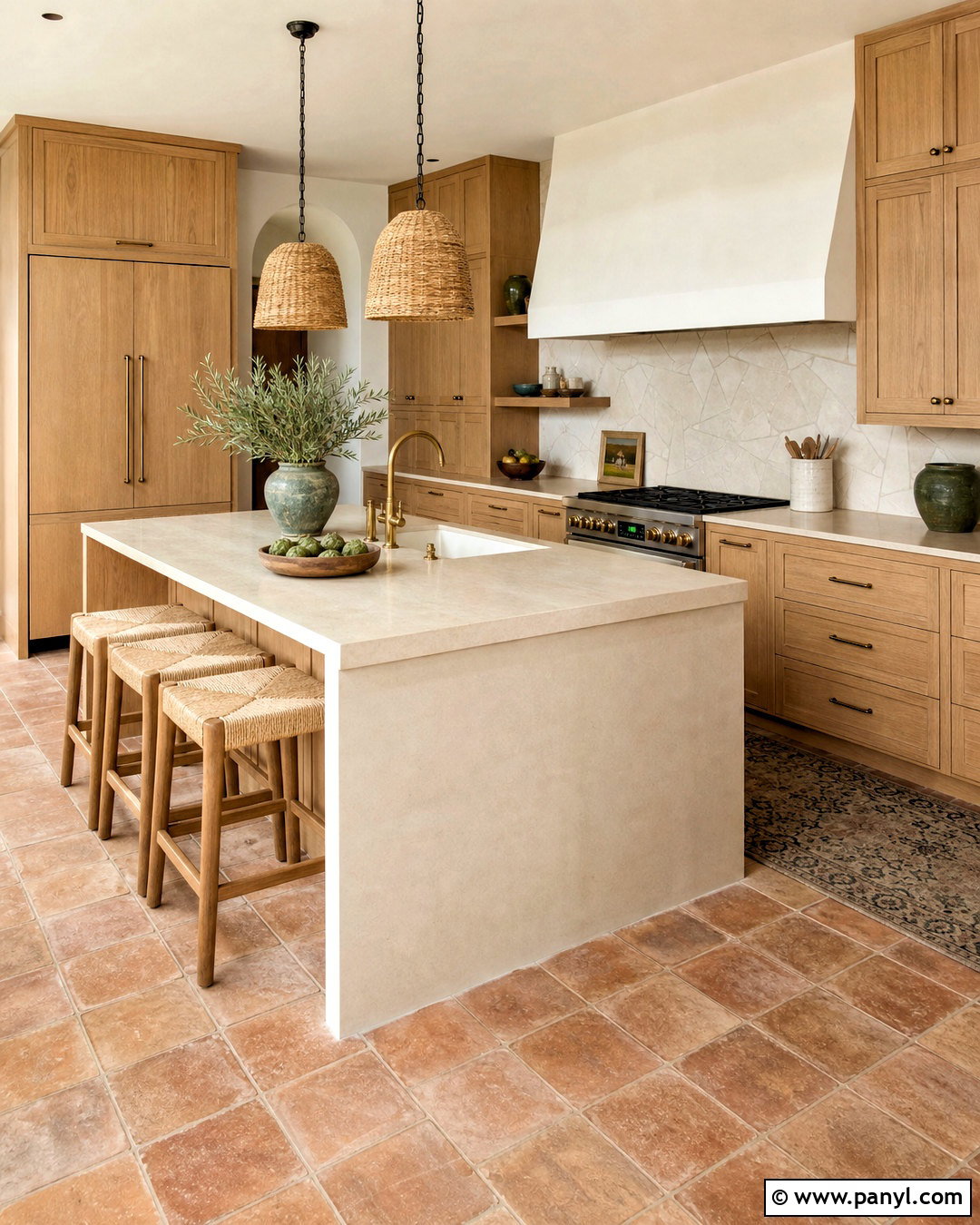 Light Brown Kitchen With Terracotta Flooring - 20 light brown kitchen ideas