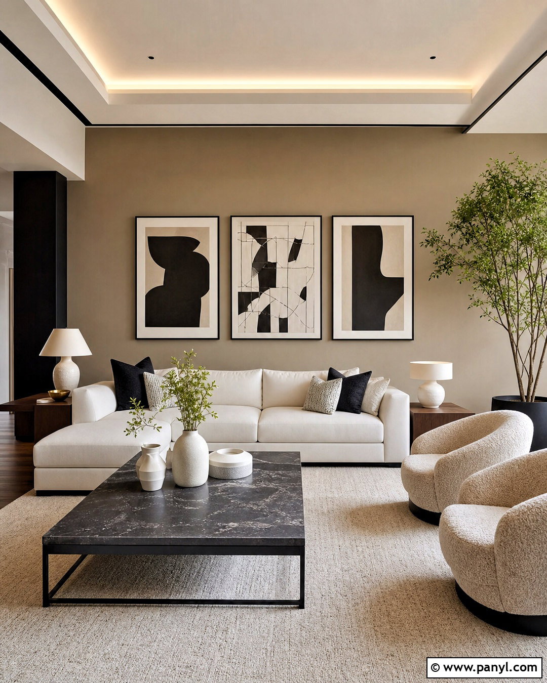 Light Brown Living Room Walls With Black Accents - 20 light brown living room walls